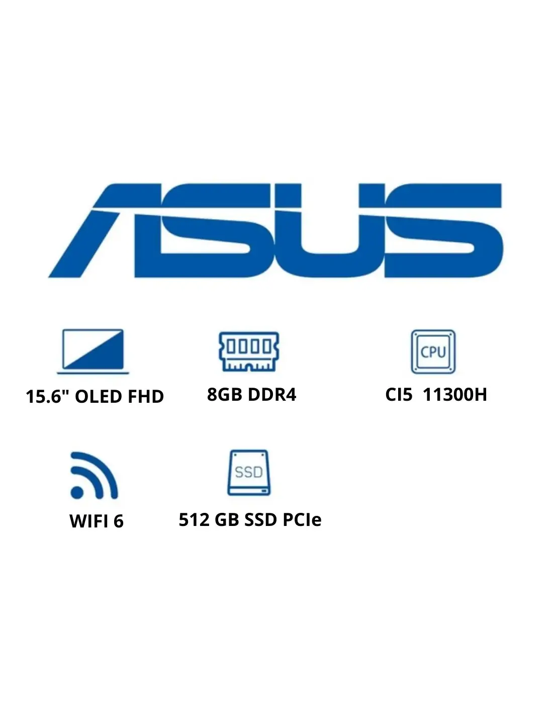 Portátil Asus K3500P Intel CI5 11300H, 8GB, 512SSD PCIe, 15.6 OLED FHD,  W10, RTX 4GB