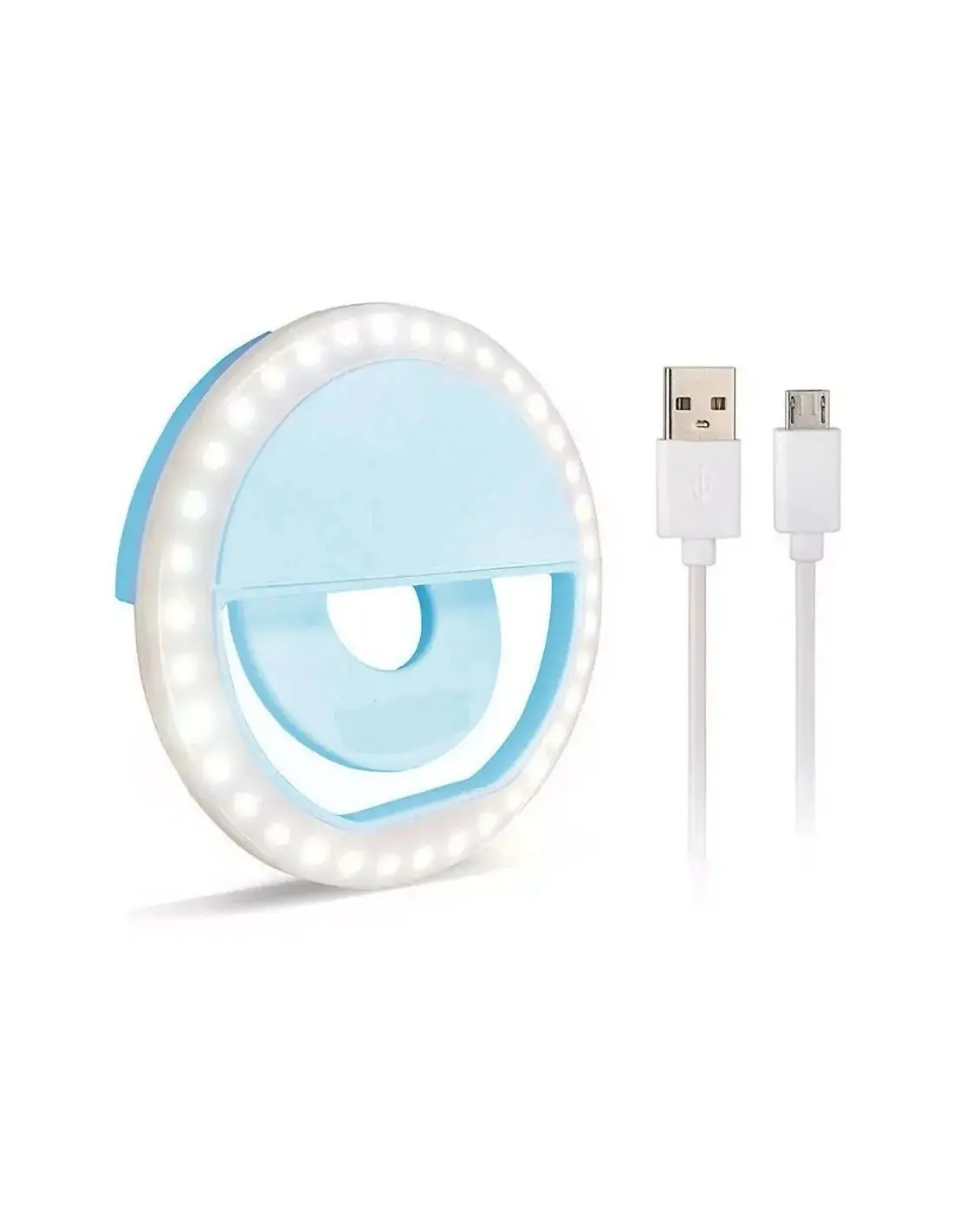 Aro de luz para móvil con Soporte Incluido. Anillo de luz LED con USB  Recargable. Ring Light 3 Niveles de Brillo para móvil, portátil, Tablet, PC  en