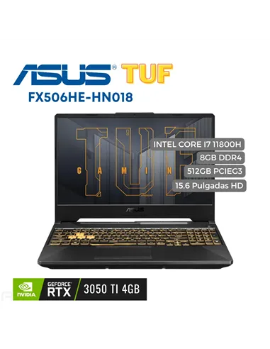 A Tres Click | Portátil Asus TUF FX506HE Intel Core I7 11800H, 512GB PCIe, 8GB DDR4, 15.6", NVIDIA GeForce RTX 3050 TI 4GB $ 6.199.000 $ 3.542.286 Asus Portátiles & Notebook 