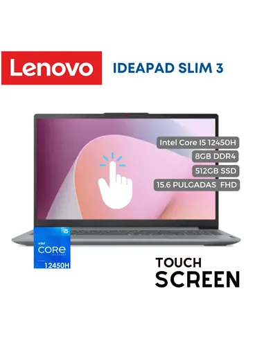 A Tres Click | Portatil Lenovo IdeaPad Slim 3 15IAH8 Pantalla Táctil Intel Core I5 12450H, 8GB DDR4, 512GB SSD, 15,6" FHD $ 2.899.000 $ 2.058.290 Lenovo Portátiles & Notebook 