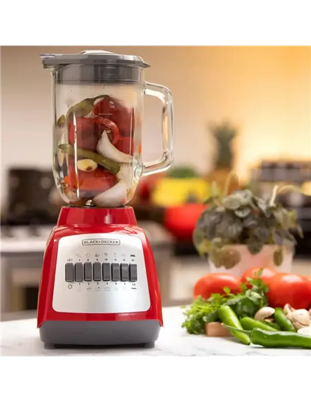 A Tres Click | Licuadora BLACK+DECKER DuraPro BLBD210GR Color Rojo, 10 Velocidades, Vaso de vidrio $ 174.900 $ 146.975 BLACK+DECKER Cocina 