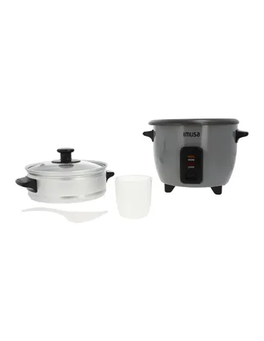A Tres Click | Olla Arrocera IMUSA 3 tazas Con Vaporera y Accesorios Color Gris $&nbsp;104.900 $&nbsp;88.151 IMUSA Cocina 7702073603340