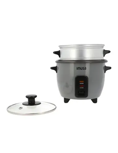 A Tres Click | Olla Arrocera IMUSA 3 tazas Con Vaporera y Accesorios Color Gris $&nbsp;104.900 $&nbsp;88.151 IMUSA Cocina 7702073603340