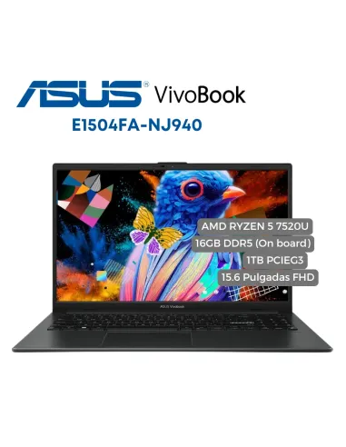 A Tres Click | Portátil Asus E1504F AMD Ryzen 5 7520U, 16GB DDR5, 1TB PCIEG3, 15.6" FHD $ 2.900.000 $ 2.146.000 Asus Portátiles & Notebook 