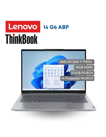 A Tres Click | Portátil Lenovo ThinkBook 14 G6 ABP AMD Ryzen 7 7730U, 16GB DDR4 , 512GB SSD, 14" WUXGA $ 4.199.000 $ 2.267.460 Lenovo Portátiles & Notebook 