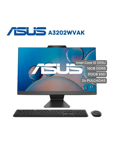 A Tres Click | Computador Todo en uno Asus A3202WVAK Intel Core I3 1315U, 16GB DDR4, 512GB SSD, 21.5" Black $ 2.899.000 $ 1.884.350 Asus Computadores Todo en Uno 