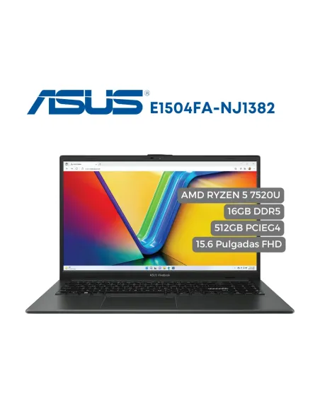 A Tres Click | Portátil Asus VivoBook 15 E1504FA AMD Ryzen 5 7520U, 16GB DDR5, 512GB PCIEG3, 15.6" FHD $ 2.799.000 $ 2.015.280 Asus Portátiles & Notebook 