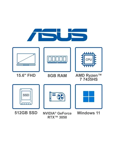 A Tres Click | Portátil Asus TUF FA506NCR AMD Ryzen 7 7435HS, 512GB PCIEG4 SSD, 8GB DDR5, 15.6" FHD, RTX 3050 4GB GDDR5 $&nbsp;4.299.900 $&nbsp;3.224.925 Asus Portátiles & Notebook 