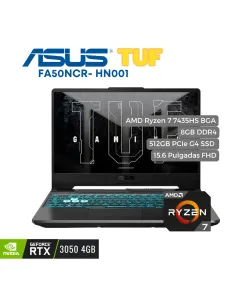 Portátil Asus TUF FA506NCR Ryzen 7, 512GB SSD, RTX 3050 4GB
