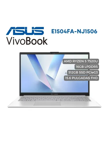 A Tres Click | Portatil Asus VivoBook E1504F AMD Ryzen 5 7520U, 16GB LPDDR5X, 512GB SSD PCIeG3, 15.6 Pulgadas FHD $&nbsp;2.799.000 $&nbsp;2.015.280 Asus Portátiles & Notebook 