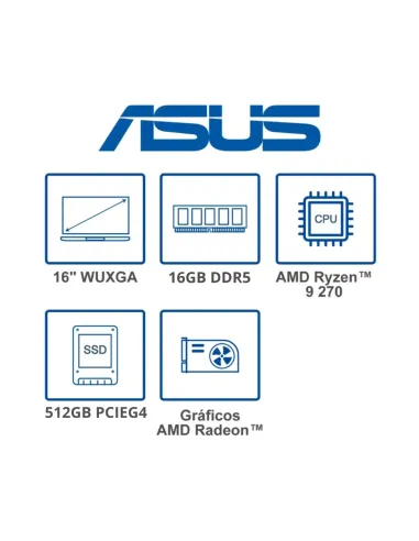 A Tres Click | Portatil Asus Vivobook M3607H AMD Ryzen 9 270, 512GB SSD PCIEG4, DDR5 16GB, 16" WUXGA $&nbsp;4.899.900 $&nbsp;3.233.934 Asus Portátiles & Notebook 