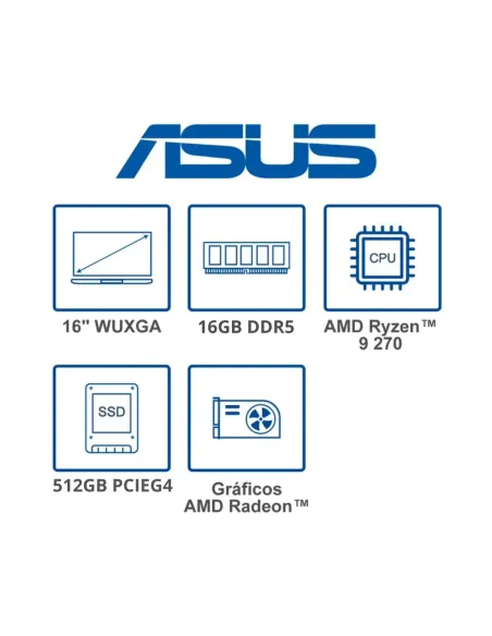 A Tres Click | Portatil Asus Vivobook M3607H AMD Ryzen 9 270, 512GB SSD PCIEG4, DDR5 16GB, 16" WUXGA $&nbsp;4.899.900 $&nbsp;3.233.934 Asus Portátiles & Notebook 